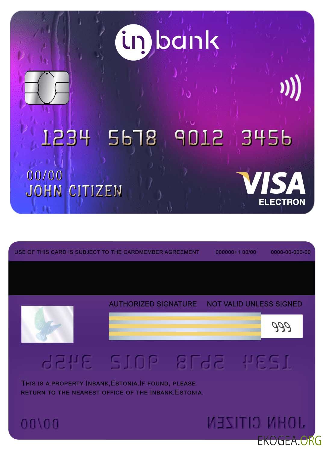 Carte électronique Visa Inbank d'Estonie